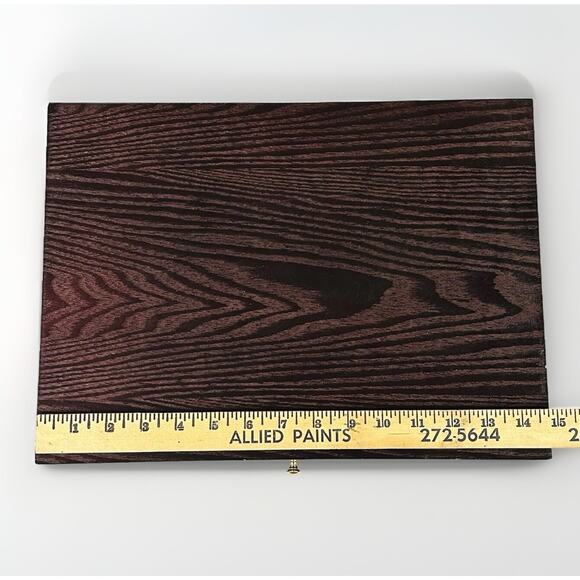 Vintage Wood Flatware Storage Chest w/Drawer State Farm - Picture 2 of 6